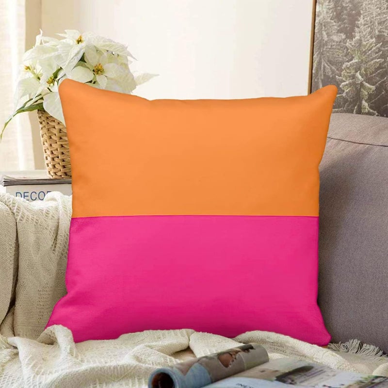 Abaysto Half Orange and Bright Pink Throw Pillow case Cover 24x24 Inches Inches - Image 5